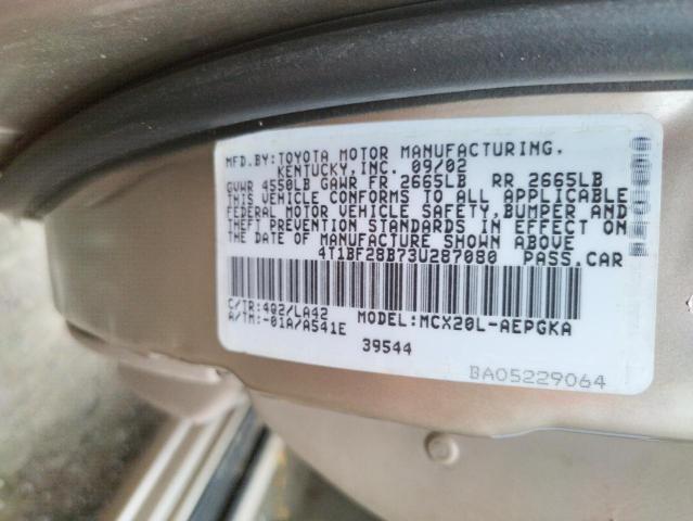 Photo 10 from auction – 2003 TOYOTA AVALON XL with VIN 4T1BF28B73U287080