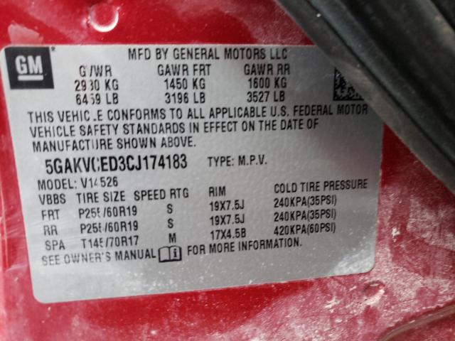 Photo 10 from auction – 2012 BUICK ENCLAVE with VIN 5GAKVCED3CJ174183