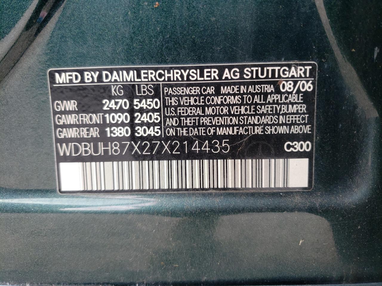 Photo 10 from auction – 2008 MERCEDES-BENZ E-CLASS with VIN WDBUH87X27X214435