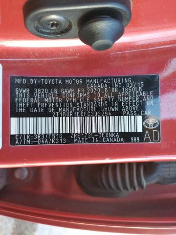 Photo 10 from auction – 2015 TOYOTA COROLLA L with VIN 2T1BURHEXFC393294