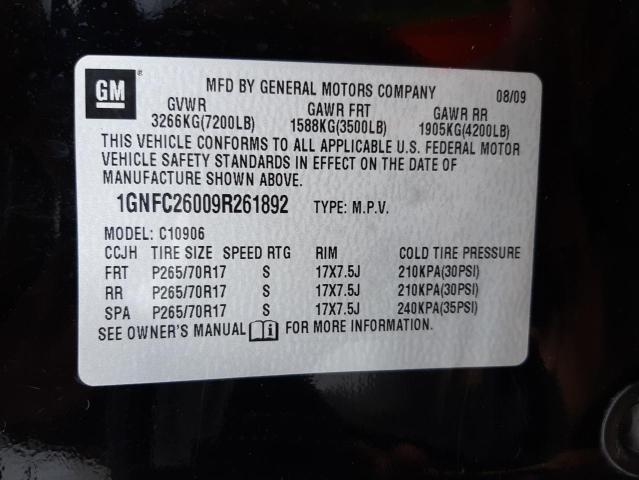 Photo 10 from auction – 2009 CHEVROLET SUBURBAN C with VIN 1GNFC26009R261892
