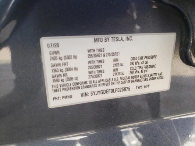 Photo 10 from auction – 2020 TESLA MODEL Y with VIN 5YJYGDEF9LF025875