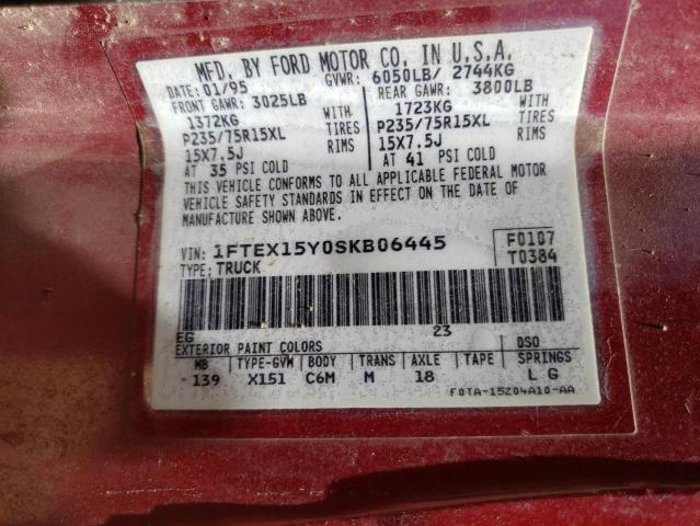 Photo 10 from auction – 1995 FORD F150 with VIN 1FTEX15Y0SKB06445