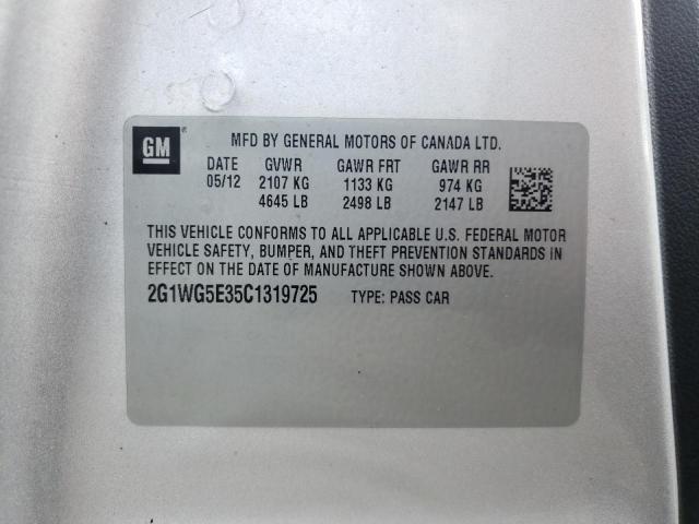 Photo 10 from auction – 2012 CHEVROLET IMPALA LT with VIN 2G1WG5E35C1319725