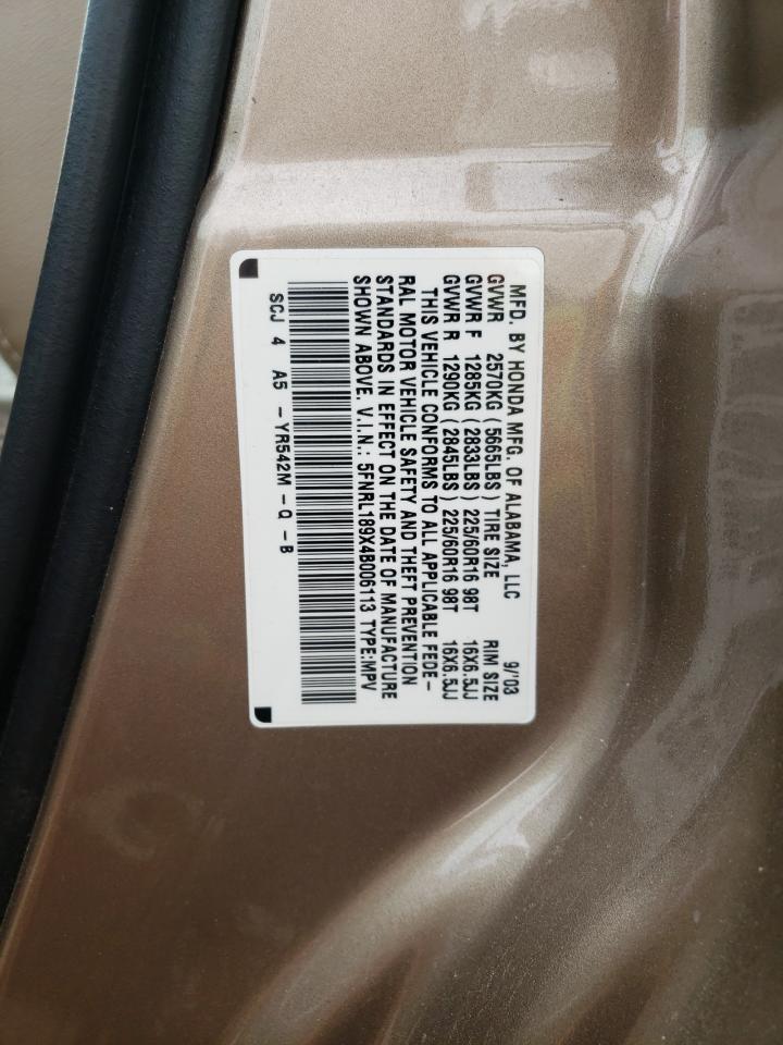 Photo 10 from auction – 2004 HONDA ODYSSEY EX with VIN 5FNRL189X4B006113