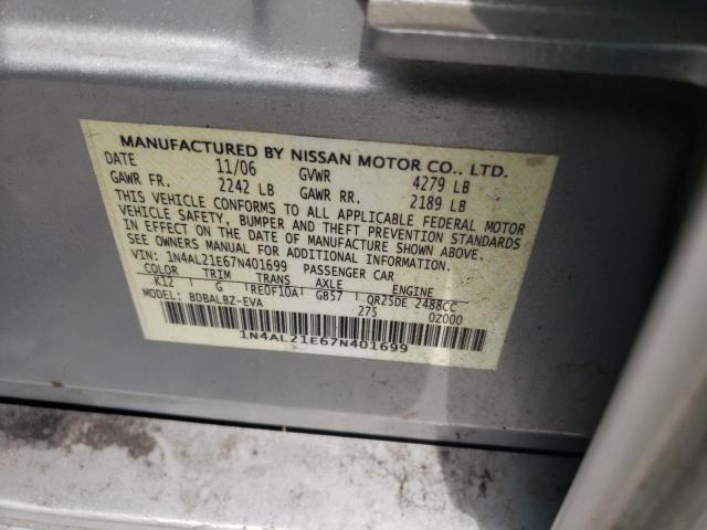 Photo 10 from auction – 2007 NISSAN ALTIMA 2.5 with VIN 1N4AL21E67N401699