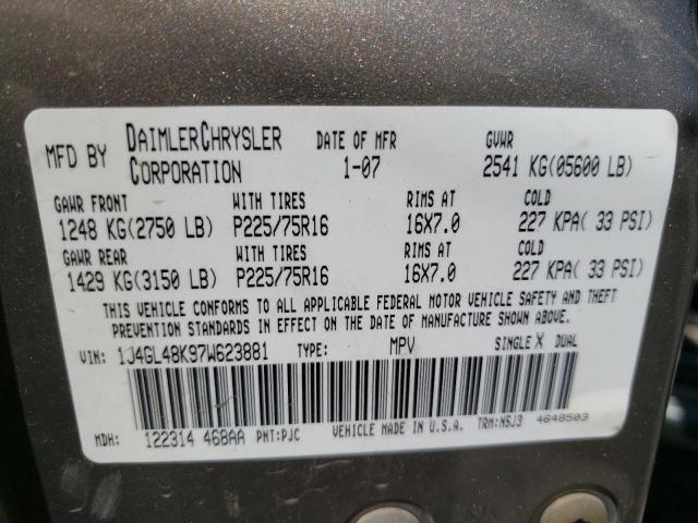 Photo 10 from auction – 2007 JEEP LIBERTY SP with VIN 1J4GL48K97W623881