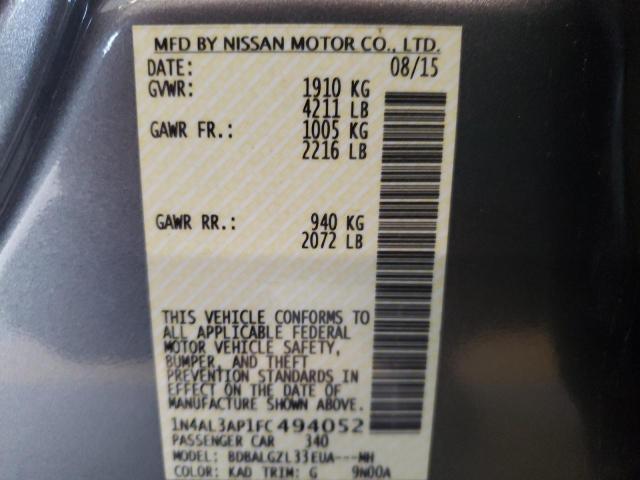 Photo 10 from auction – 2015 NISSAN ALTIMA 2.5 with VIN 1N4AL3AP1FC494052