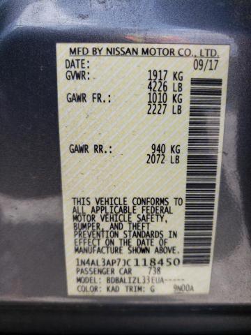 Photo 10 from auction – 2018 NISSAN ALTIMA 2.5 with VIN 1N4AL3AP7JC118450