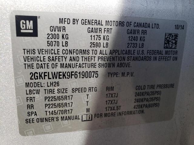 Photo 10 from auction – 2015 GMC TERRAIN SL with VIN 2GKFLWEK9F6190075