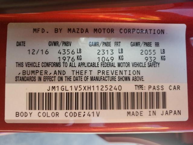 Photo 10 from auction – 2017 MAZDA 6 TOURING with VIN JM1GL1V5XH1125240