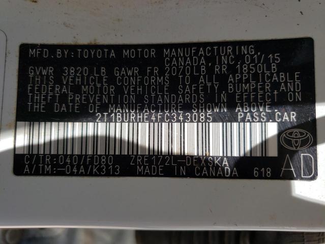 Photo 10 from auction – 2015 TOYOTA COROLLA L with VIN 2T1BURHE4FC343085