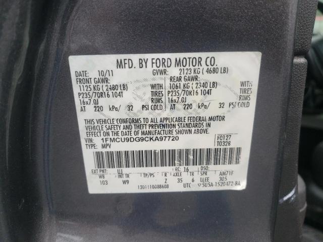 Photo 10 from auction – 2012 FORD ESCAPE XLT with VIN 1FMCU9DG9CKA97720