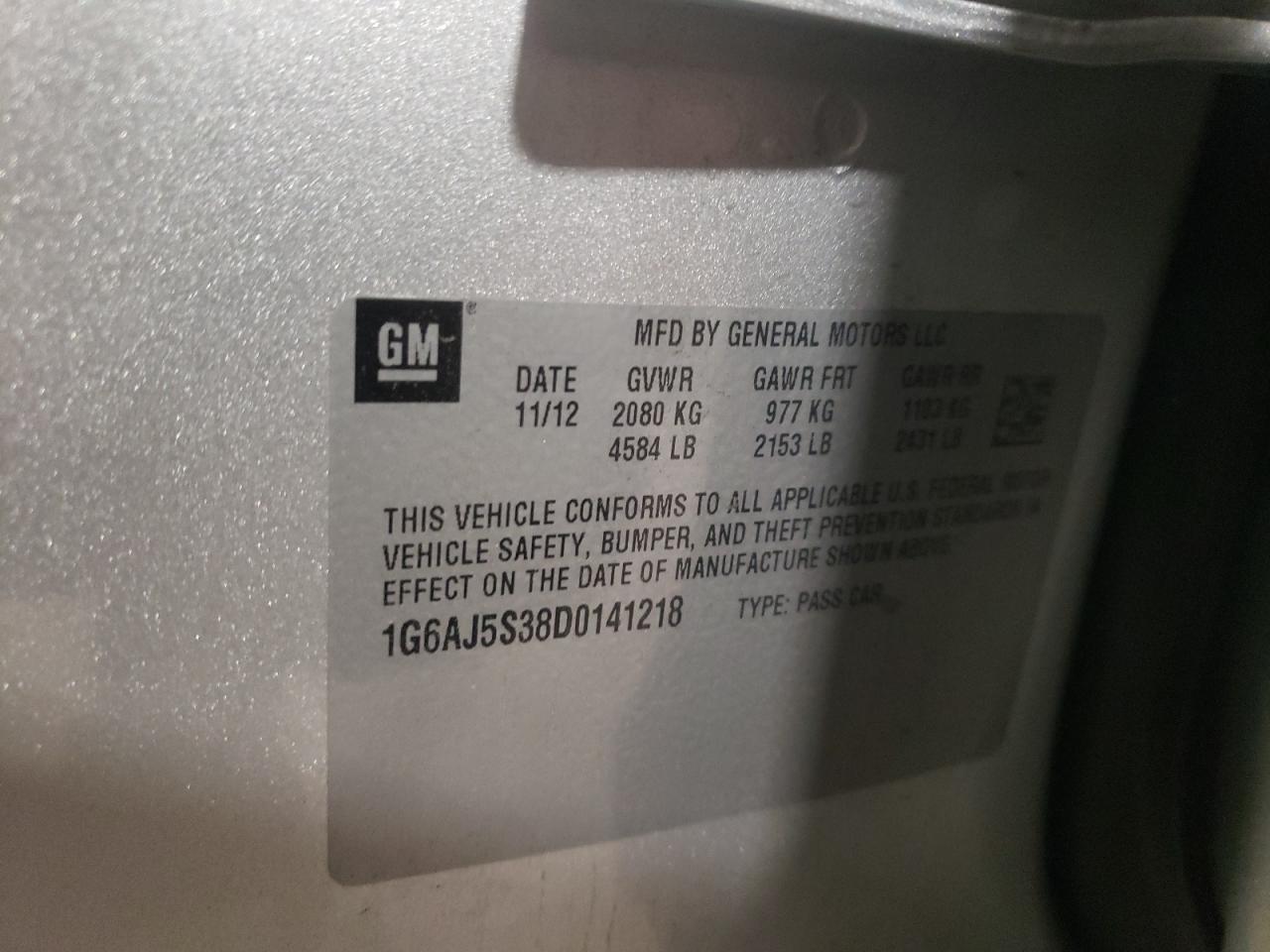Photo 10 from auction – 2013 CADILLAC ATS PERFOR with VIN 1G6AJ5S38D0141218