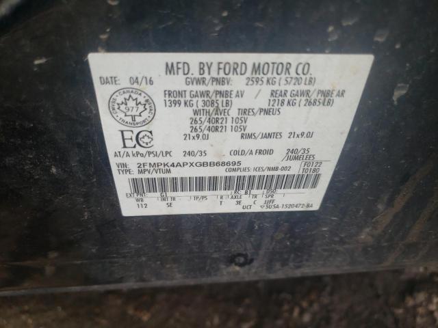 Photo 10 from auction – 2016 FORD EDGE SPORT with VIN 2FMPK4APXGBB68695