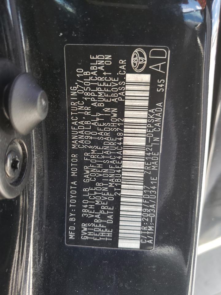 Photo 10 from auction – 2010 TOYOTA COROLLA BA with VIN 2T1BU4EE4AC448712