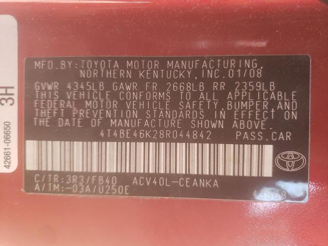 Photo 10 from auction – 2008 TOYOTA CAMRY CE with VIN 4T4BE46K28R044842
