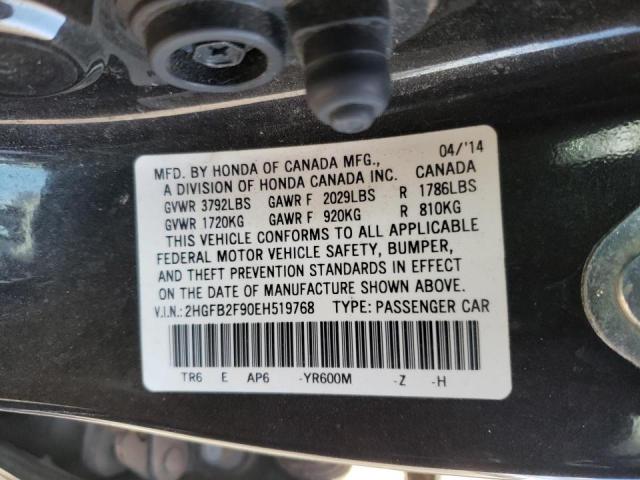 Photo 10 from auction – 2014 HONDA CIVIC EXL with VIN 2HGFB2F90EH519768