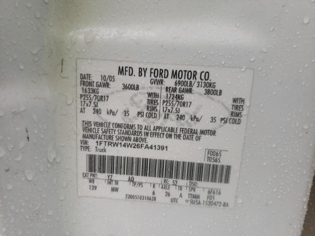 Photo 10 from auction – 2006 FORD F150 SUPER with VIN 1FTRW14W26FA41391