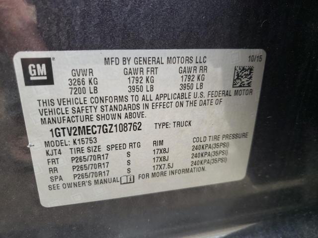 Photo 10 from auction – 2016 GMC SIERRA K15 with VIN 1GTV2MEC7GZ108762