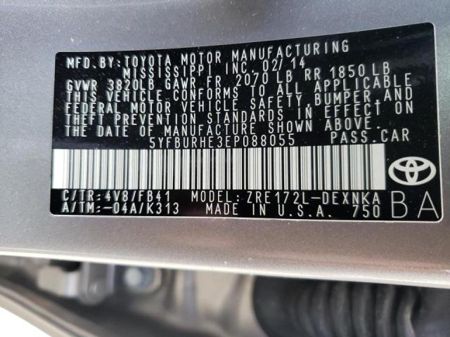 Photo 10 from auction – 2014 TOYOTA COROLLA L with VIN 5YFBURHE3EP088055