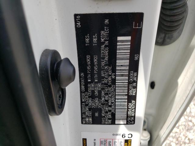 Photo 10 from auction – 2016 TOYOTA 4RUNNER SR with VIN JTEBU5JR8G5337922