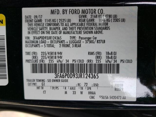 Photo 10 from auction – 2018 FORD FUSION TIT with VIN 3FA6P0D93JR124365