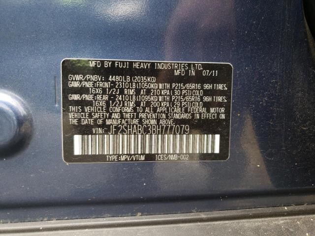 Photo 10 from auction – 2011 SUBARU FORESTER 2 with VIN JF2SHABC3BH777079