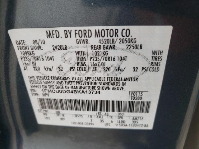 Photo 10 from auction – 2011 FORD ESCAPE XLT with VIN 1FMCU0DG4BKA13734