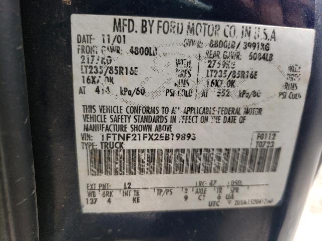 Photo 10 from auction – 2002 FORD F250SUPDTY with VIN 1FTNF21FX2EB19893