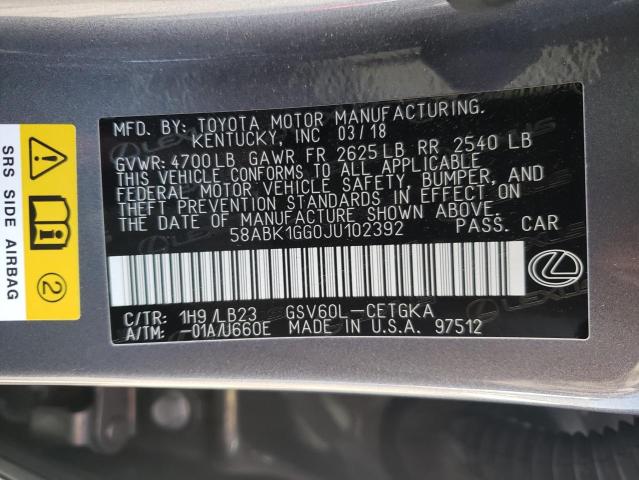 Photo 10 from auction – 2018 LEXUS ES 350 with VIN 58ABK1GG0JU102392