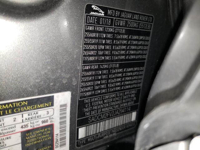 Photo 10 from auction – 2018 JAGUAR F-PACE S with VIN SADCM2FV2JA294114