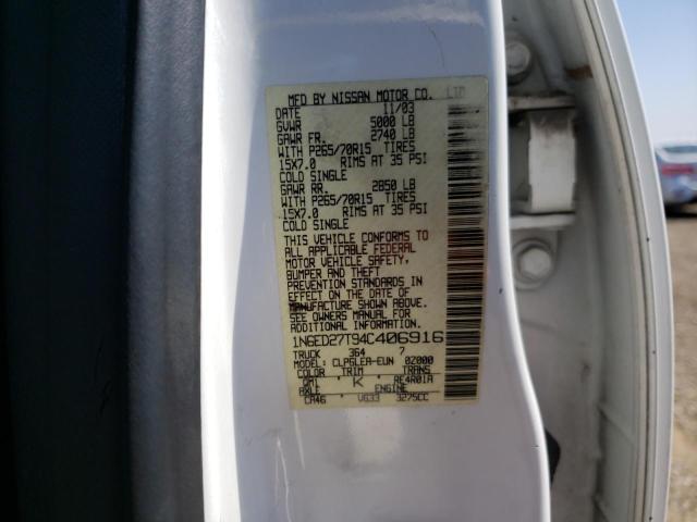 Photo 10 from auction – 2004 NISSAN FRONTIER C with VIN 1N6ED27T94C406916