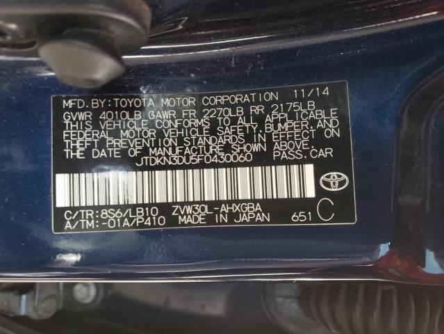 Photo 10 from auction – 2015 TOYOTA PRIUS with VIN JTDKN3DU5F0430060