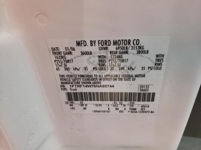 Photo 10 from auction – 2006 FORD F150 with VIN 1FTRF14W76NA95744