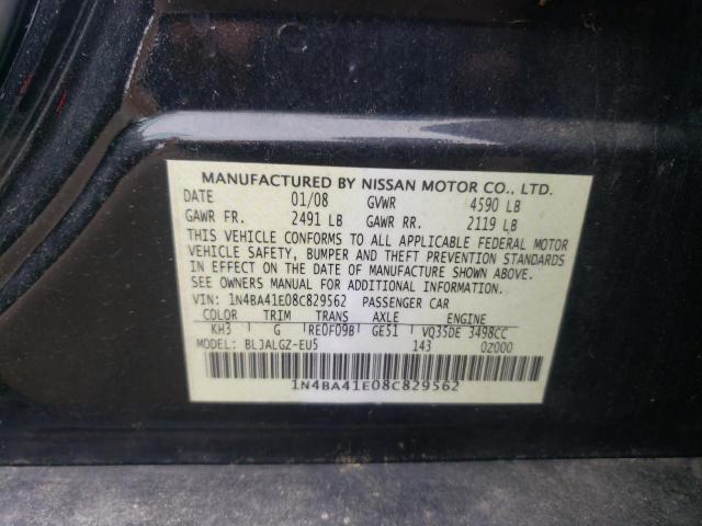 Photo 10 from auction – 2008 NISSAN MAXIMA SE with VIN 1N4BA41E08C829562