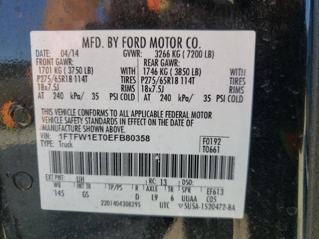 Photo 10 from auction – 2014 FORD F150 SUPER with VIN 1FTFW1ET0EFB80358