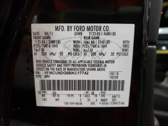Photo 10 from auction – 2011 FORD ESCAPE XLT with VIN 1FMCU9DG9BKC17742