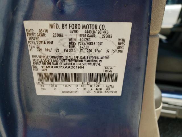 Photo 10 from auction – 2010 FORD ESCAPE XLS with VIN 1FMCU0C7XAKD01984