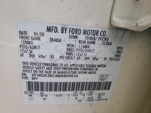 Photo 10 from auction – 2008 FORD EDGE SEL with VIN 2FMDK38C88BB09534