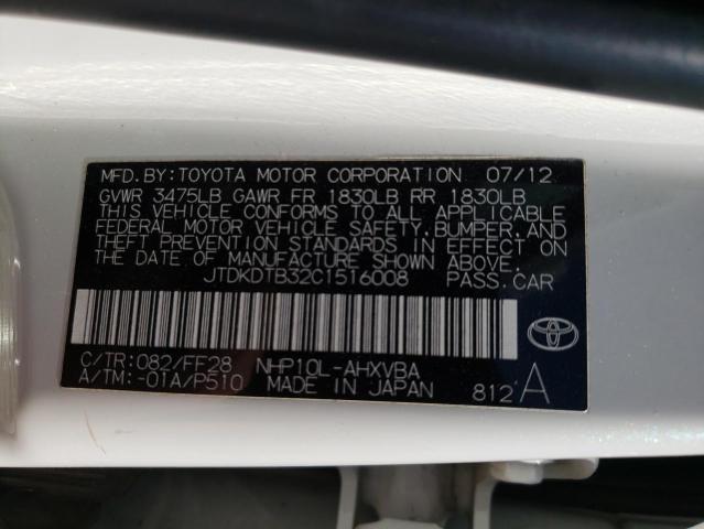 Photo 10 from auction – 2012 TOYOTA PRIUS C with VIN JTDKDTB32C1516008