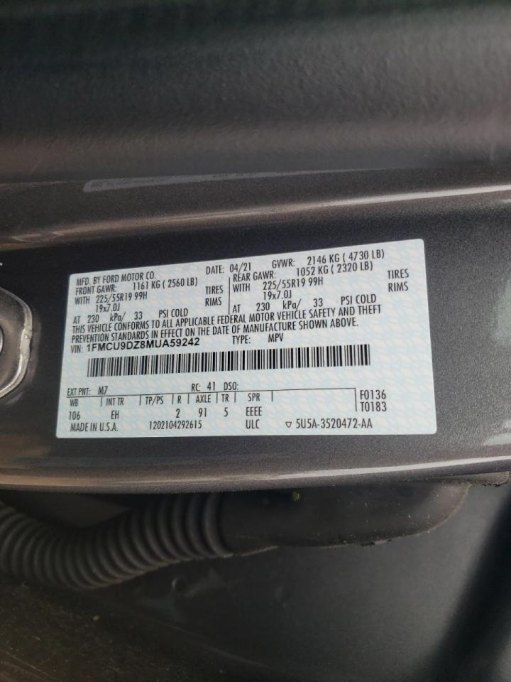 Photo 20 from auction – 2021 FORD ESCAPE TIT with VIN 1FMCU9DZ8MUA59242