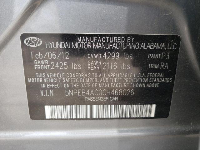 Photo 10 from auction – 2012 HYUNDAI SONATA GLS with VIN 5NPEB4AC0CH468026