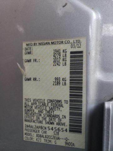Photo 8 from auction – 2012 NISSAN ALTIMA BAS with VIN 1N4AL2AP8CN545654