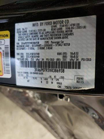 Photo 10 from auction – 2017 FORD FUSION SE with VIN 3FA6P0T92HR386938