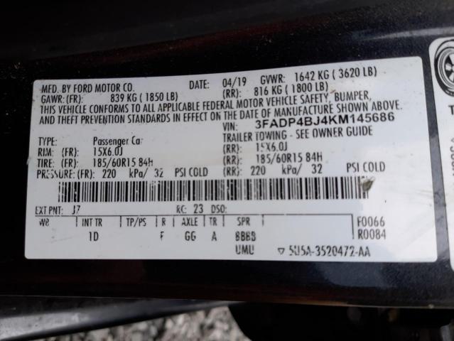 Photo 10 from auction – 2019 FORD FIESTA SE with VIN 3FADP4BJ4KM145686