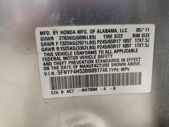 Photo 10 from auction – 2011 HONDA PILOT EXL with VIN 5FNYF4H53BB091746
