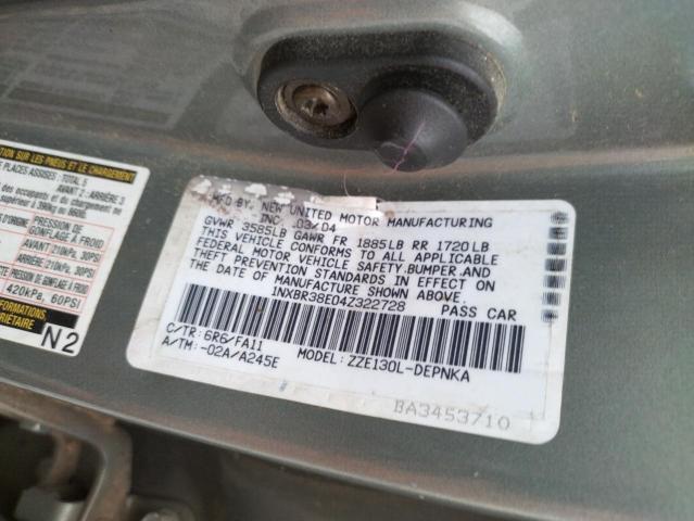 Photo 10 from auction – 2004 TOYOTA COROLLA CE with VIN 1NXBR38E04Z322728