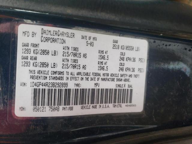 Photo 10 from auction – 2003 DODGE GRAND CARA with VIN 1D4GP44R23B292899