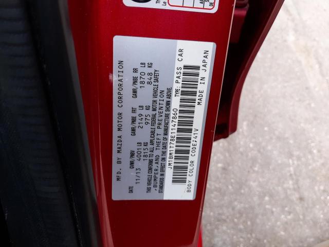 MAZDA 3 SV 2014 with VIN JM1BM1T78E1147860 - Photo from auction